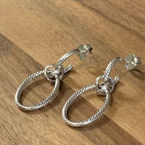 Italian 925 Silver Knotted Oval Drop Dangle Style Earrings